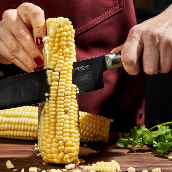 HexClad Santoku Knife, 7-Inch Japanese Damascus Stainless Steel Blade, - Image 3