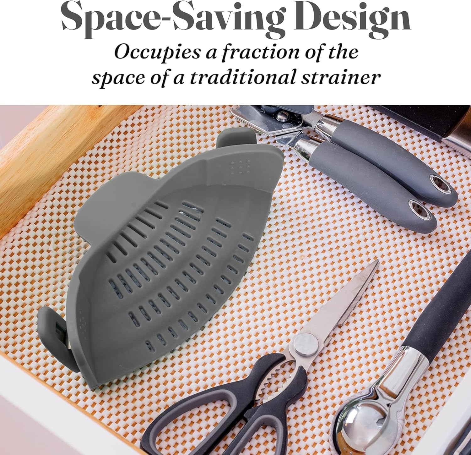 Kitchen Gizmo Snap N' Strain - Silicone Clip-On Colander for Pots and Pans - Image 4