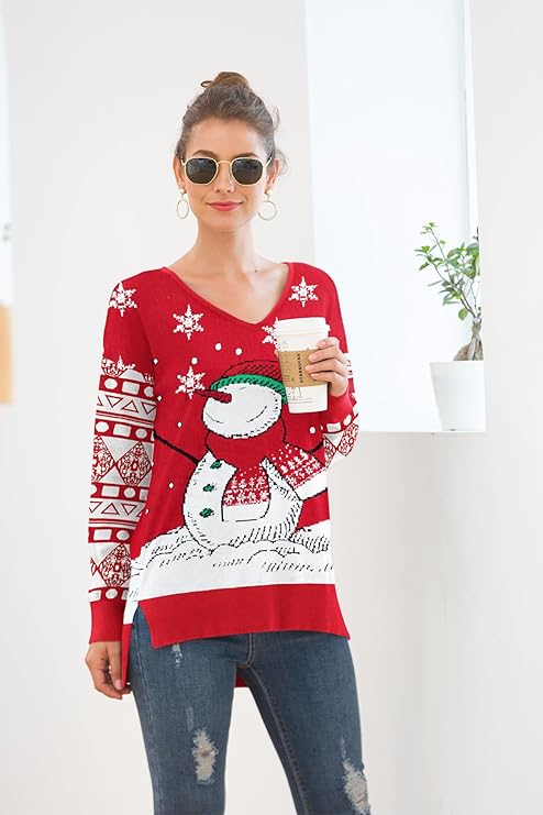 Jouica Women's Casual Lightweight V Neck Batwing Sleeve Knit Top Loose - Image 3