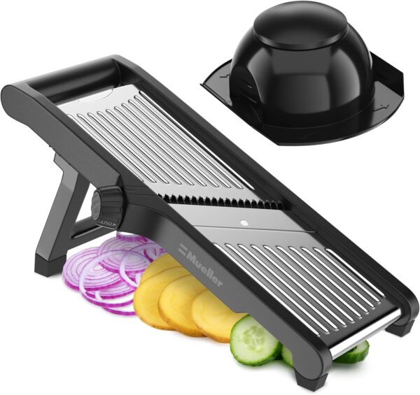 MuellerLiving Mandoline Slicer for Kitchen, Stainless Steel, Slice or Julienne,
