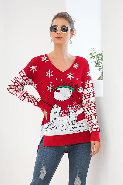 Jouica Women's Casual Lightweight V Neck Batwing Sleeve Knit Top Loose