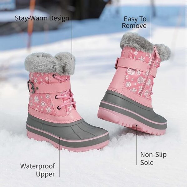 DREAM PAIRS Girls Boys Snow Boots Waterproof Outdoor Warm Cozy Anti-Slip - Image 2