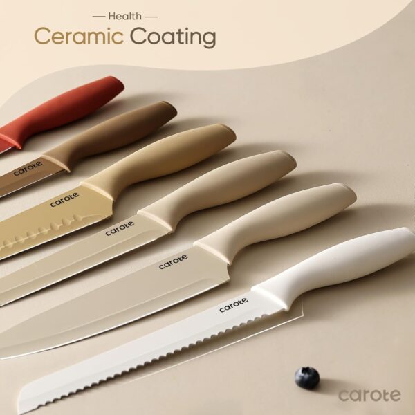 CAROTE 12 Pieces Kitchen Knife Set, Stainless Steel Knife Set With Nonstick - Image 4
