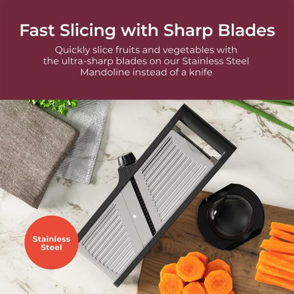 MuellerLiving Mandoline Slicer for Kitchen, Stainless Steel, Slice or Julienne, - Image 2