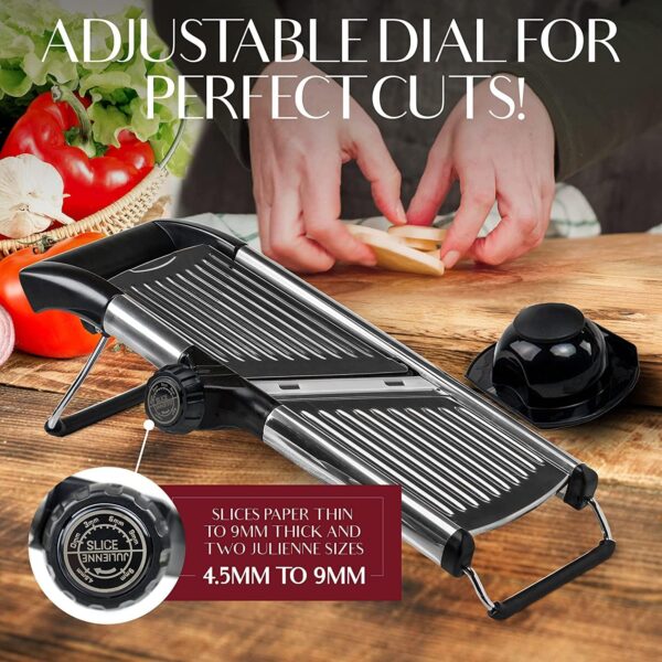 MuellerLiving Mandoline Slicer for Kitchen, Stainless Steel, Slice or Julienne, - Image 3
