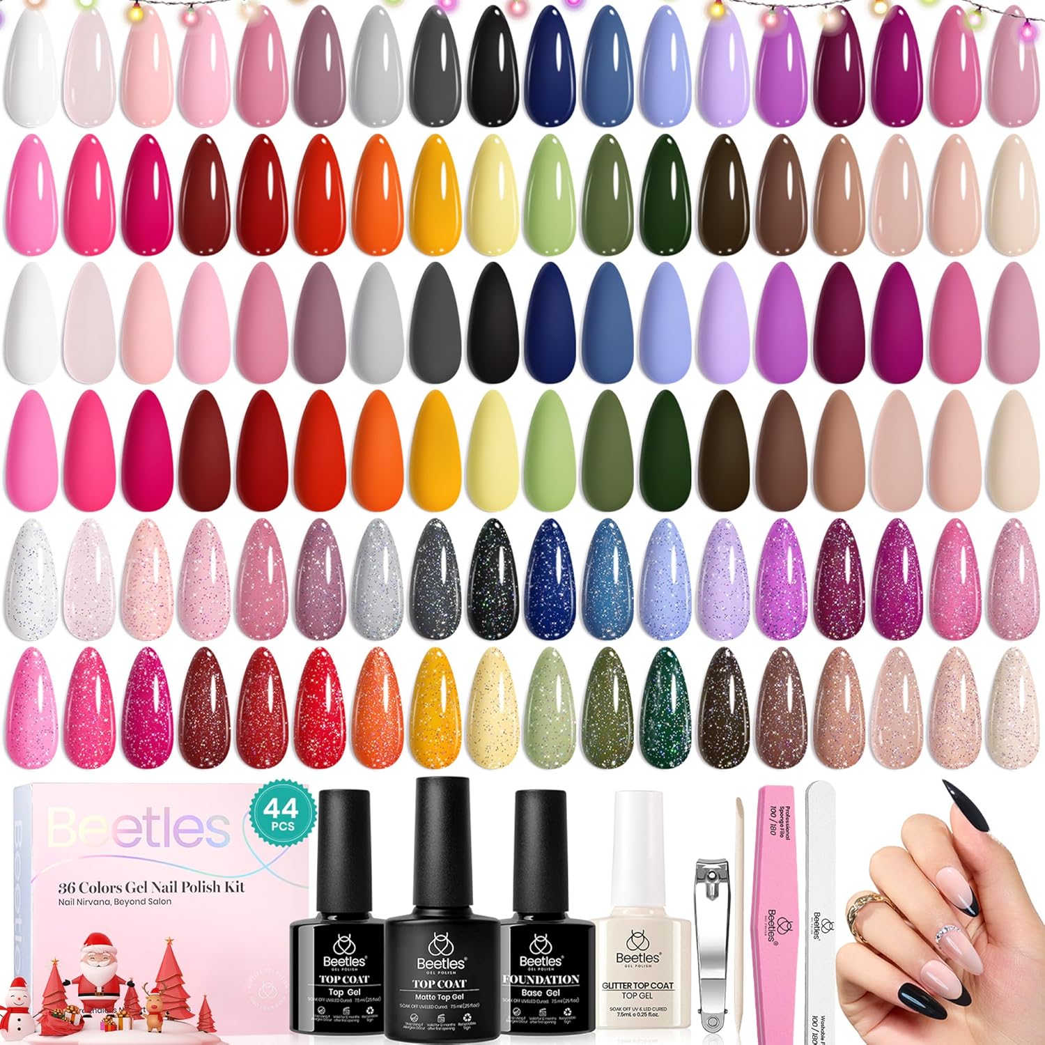 beetles Gel Polish 44 PCS Gel Nail Polish Set-36 Colors Gel Polish Set Base